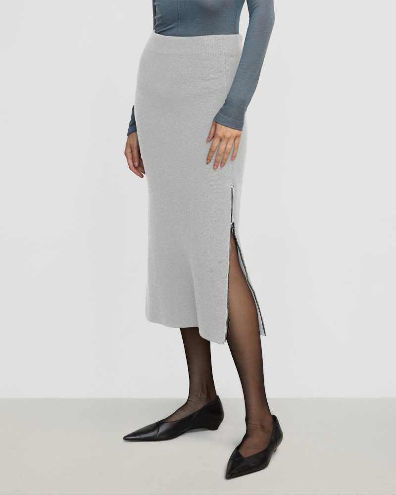 esti side zip organic cotton wool skirt heather grey 2