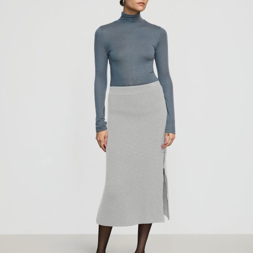 esti side zip organic cotton wool skirt heather grey 3