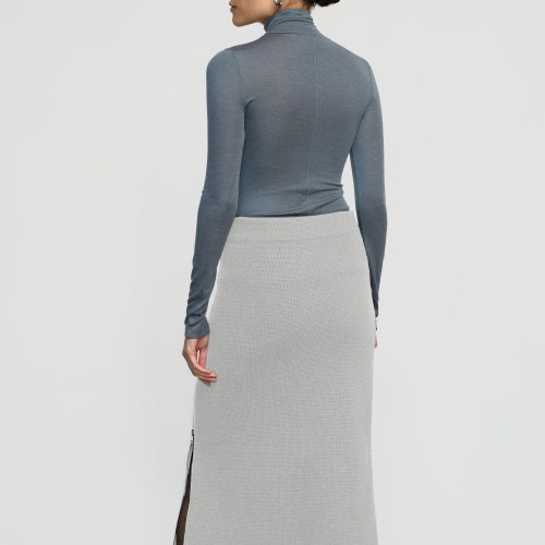 esti side zip organic cotton wool skirt heather grey 4