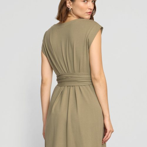 fei tie front organic cotton dress khaki green 5