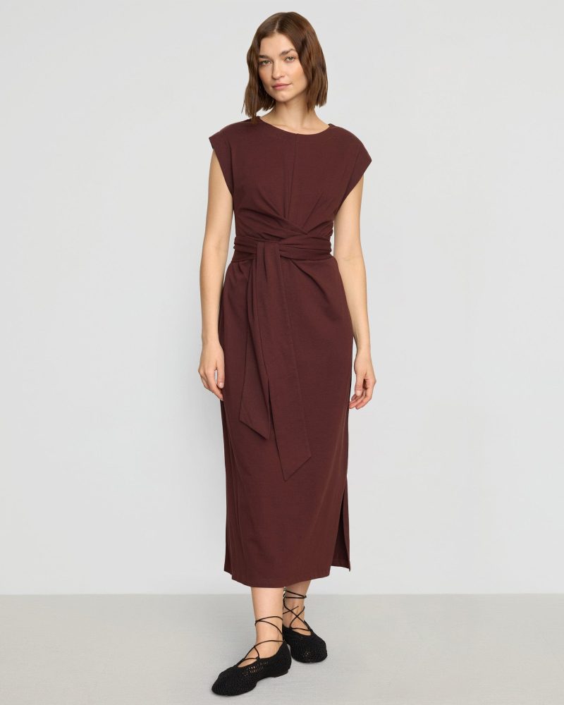 fei tie front organic cotton dress sangria 1