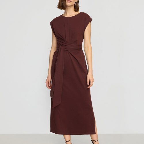 fei tie front organic cotton dress sangria 3