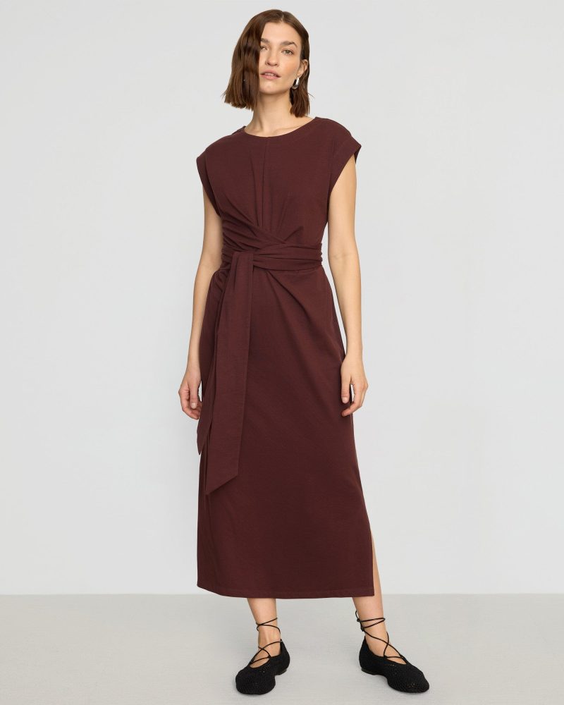 fei tie front organic cotton dress sangria 3