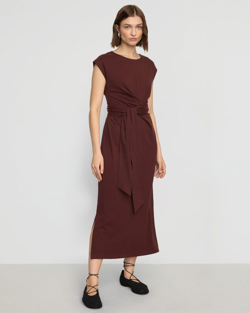 fei tie front organic cotton dress sangria 5