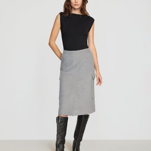 felicia wool utility midi skirt heather grey 1