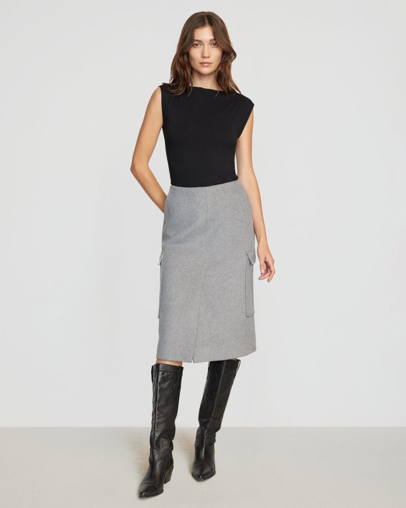 felicia wool utility midi skirt heather grey 1