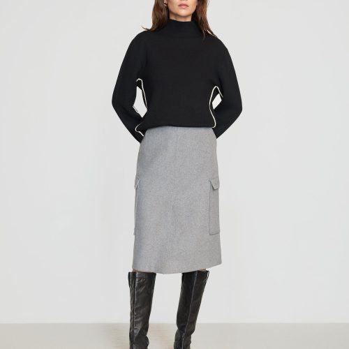 felicia wool utility midi skirt heather grey 3