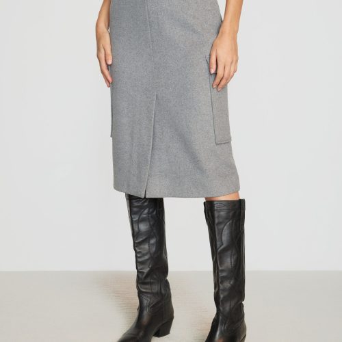 felicia wool utility midi skirt heather grey 4