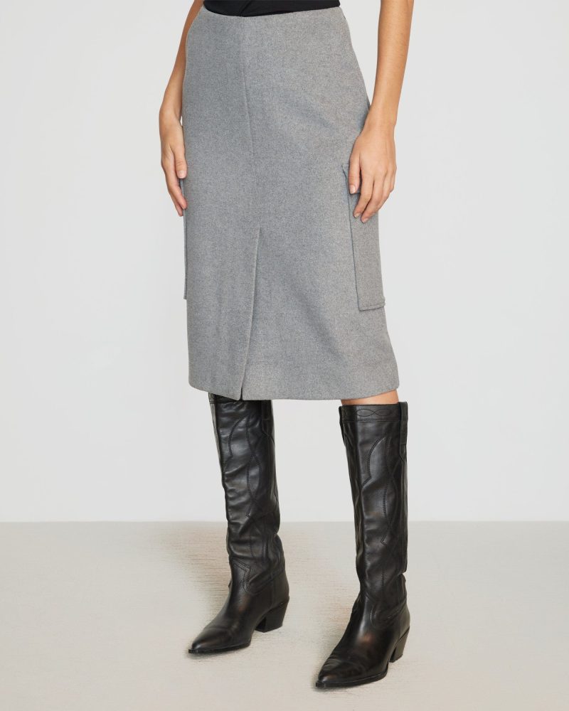 felicia wool utility midi skirt heather grey 4