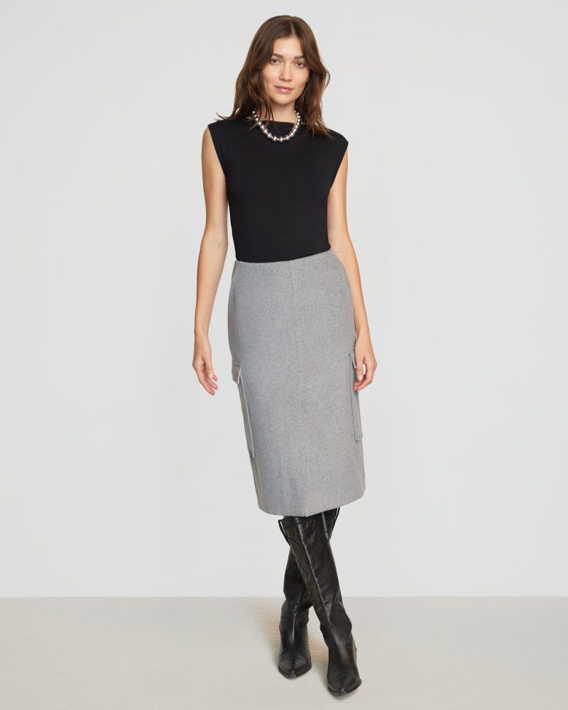 felicia wool utility midi skirt heather grey 5