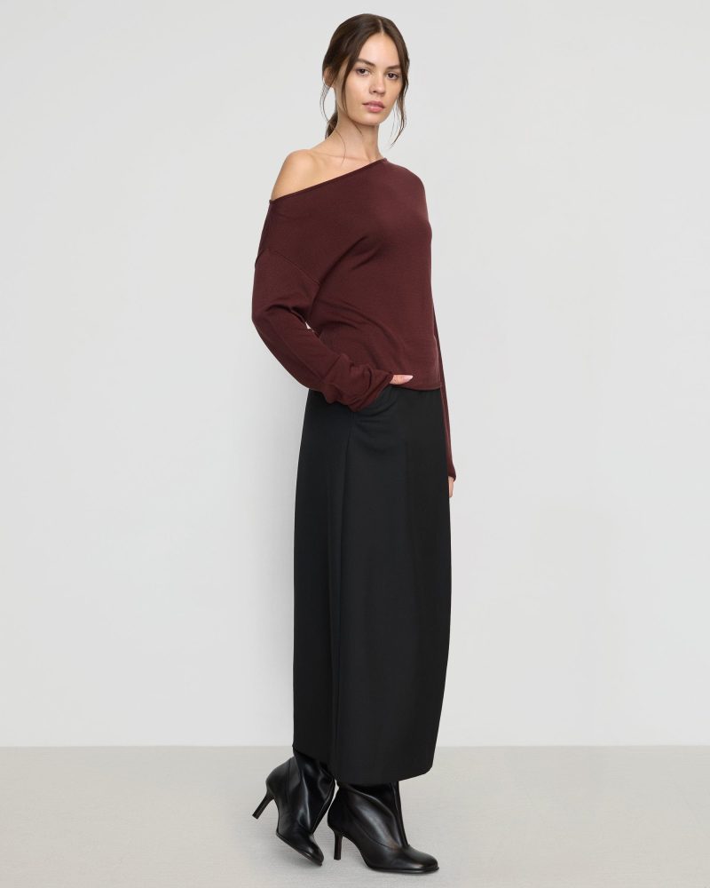 hachi tencel wool off shoulder sweater deep burgundy 3