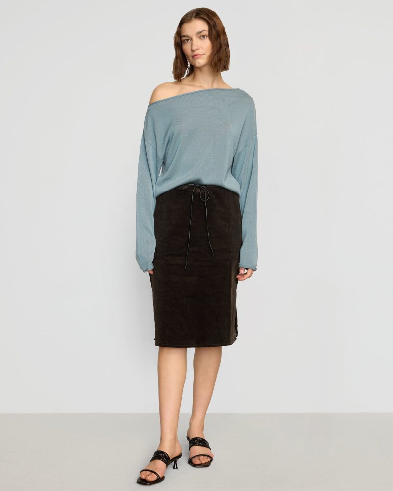 hachi tencel wool off shoulder sweater deep skylight 2