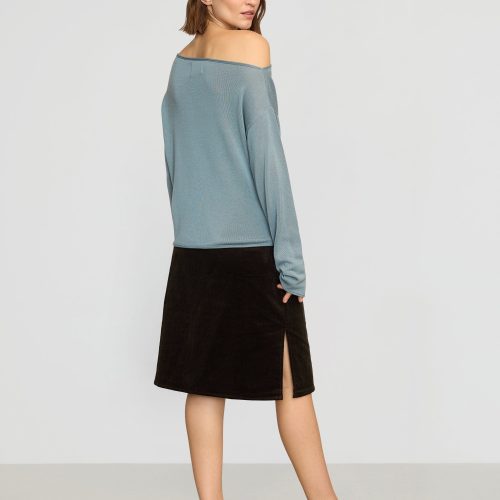 hachi tencel wool off shoulder sweater deep skylight 5