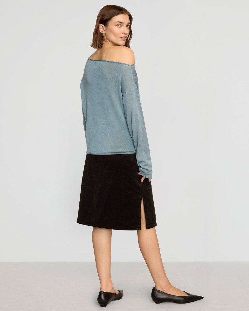 hachi tencel wool off shoulder sweater deep skylight 5