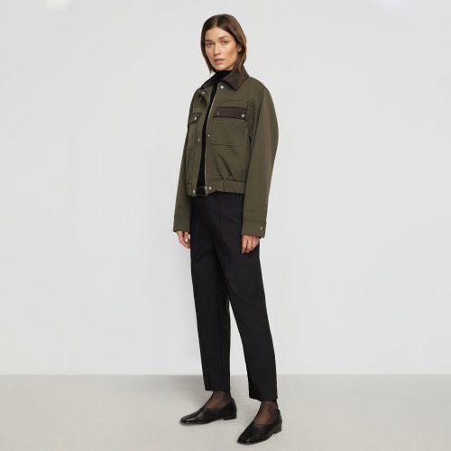 haddon contrast corduroy bomber jacket olive 0