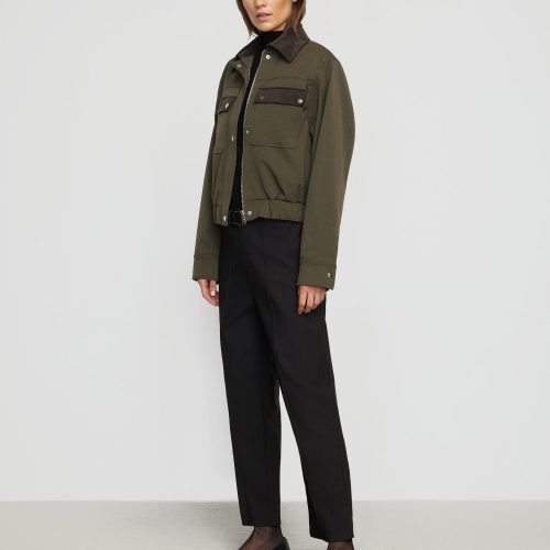 haddon contrast corduroy bomber jacket olive 1