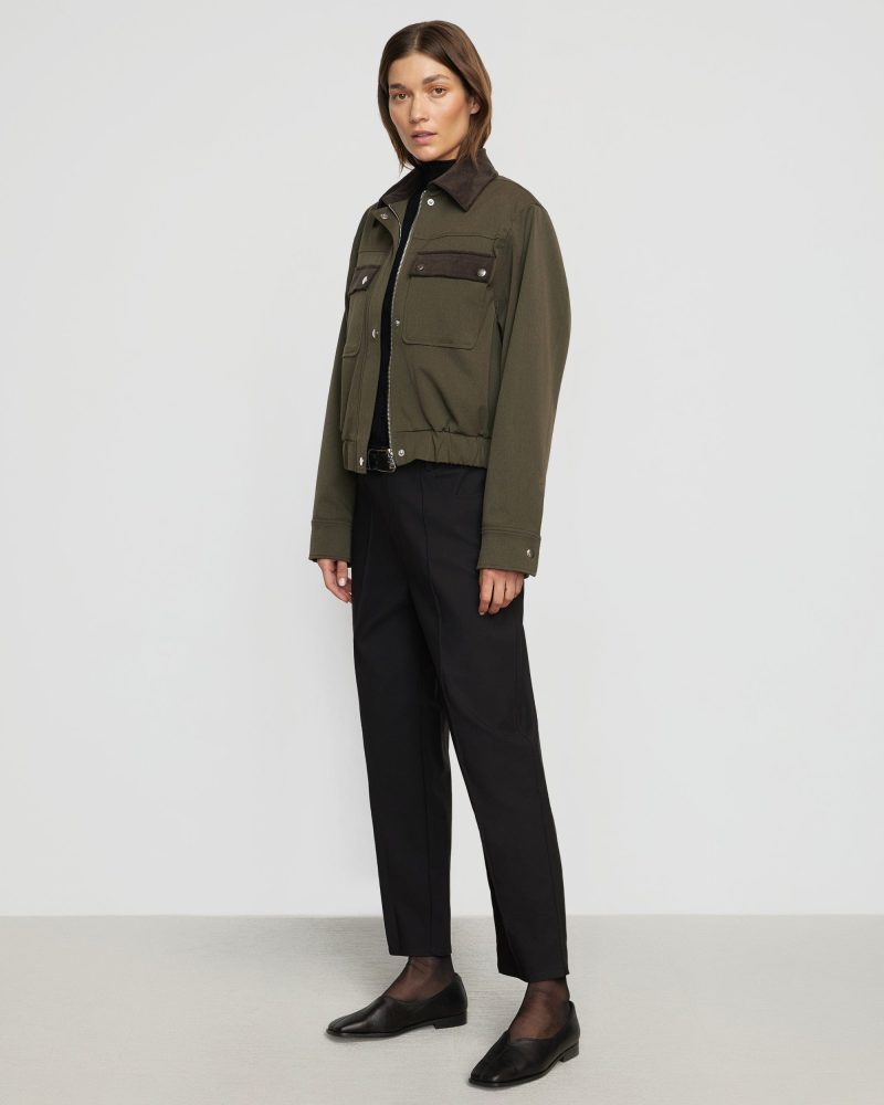 haddon contrast corduroy bomber jacket olive 1