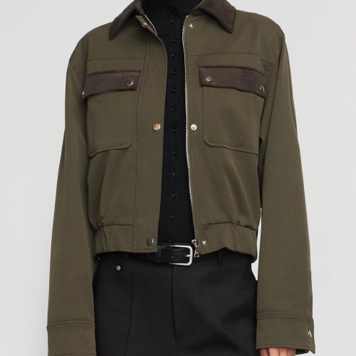 haddon contrast corduroy bomber jacket olive 2