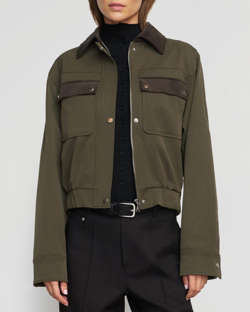 haddon contrast corduroy bomber jacket olive 2