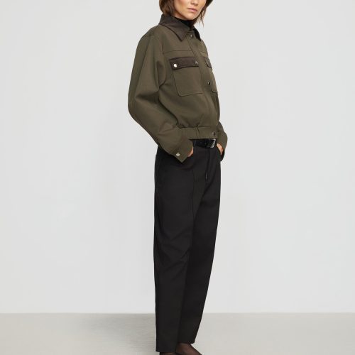 haddon contrast corduroy bomber jacket olive 3