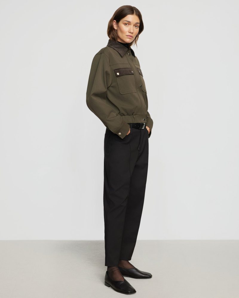 haddon contrast corduroy bomber jacket olive 3