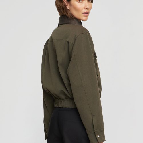 haddon contrast corduroy bomber jacket olive 4