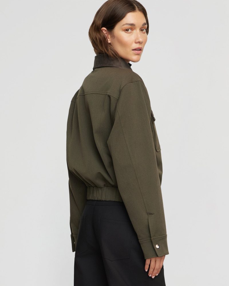 haddon contrast corduroy bomber jacket olive 4