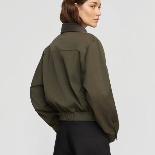 haddon contrast corduroy bomber jacket olive 5