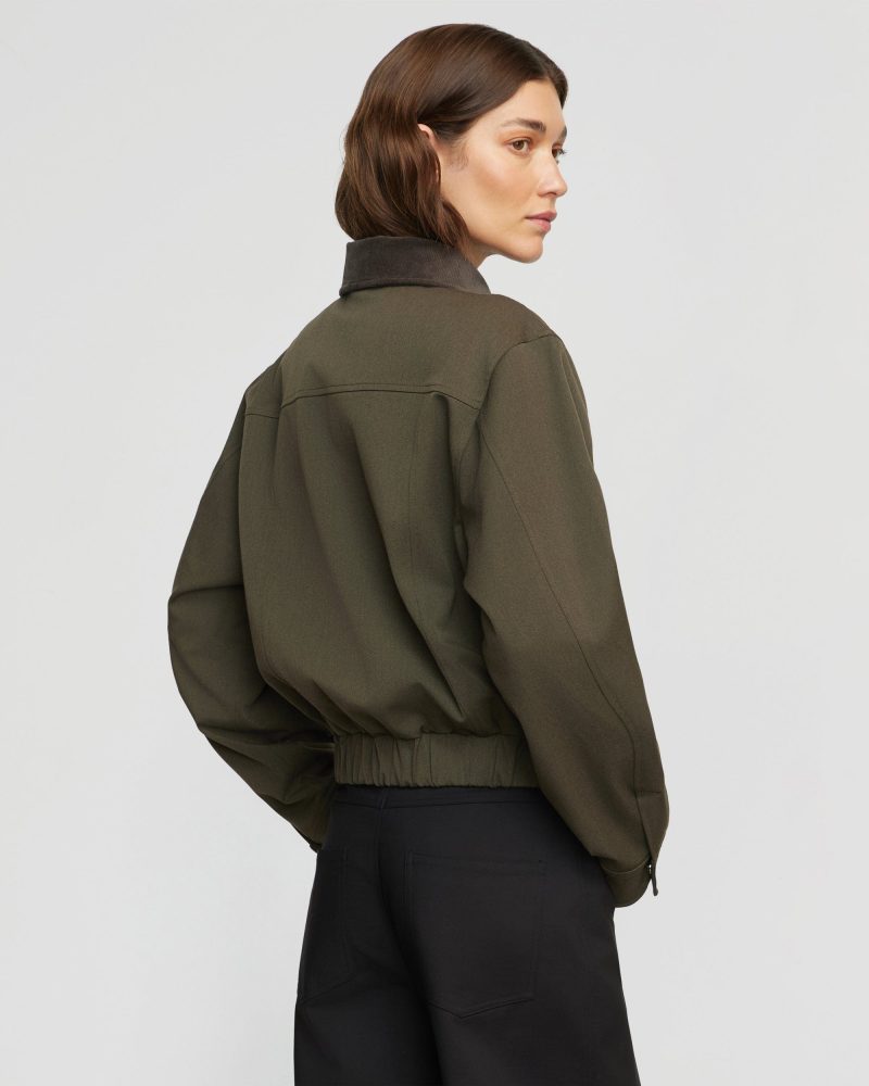 haddon contrast corduroy bomber jacket olive 5