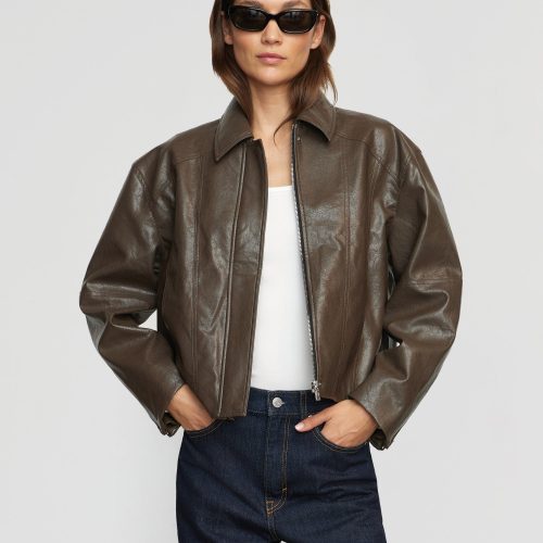 halle vegan leather bomber morel 2