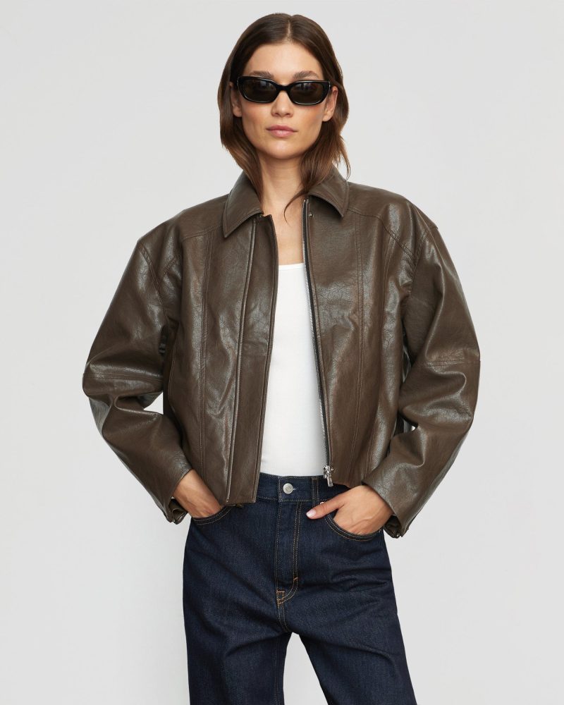 halle vegan leather bomber morel 2