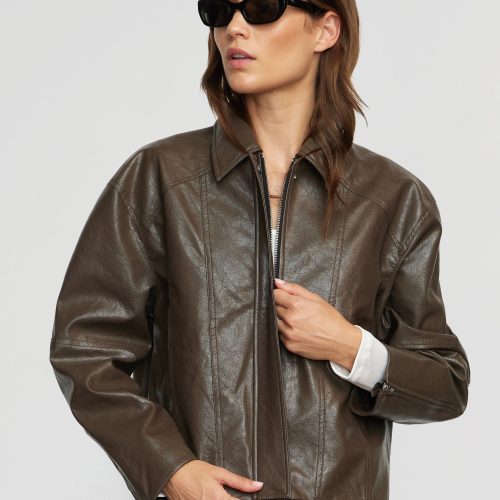 halle vegan leather bomber morel 3