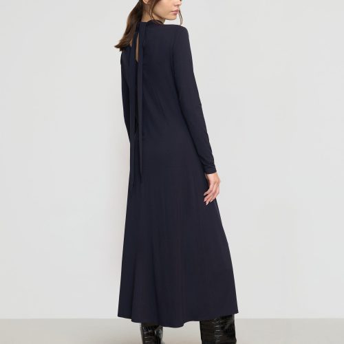 helena scarf neck jersey dress navy 5