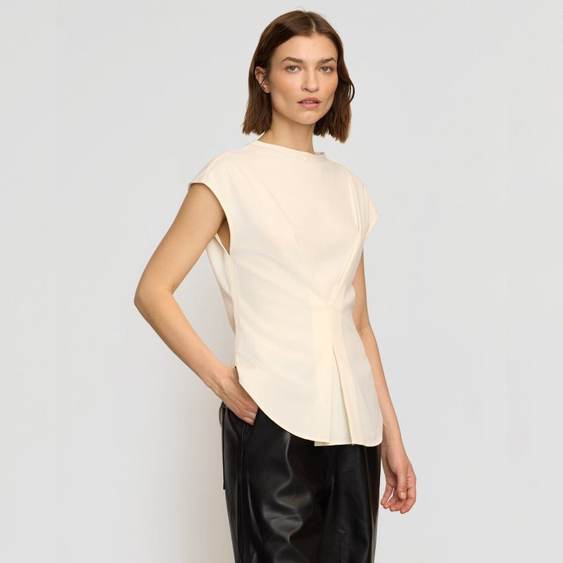 jacqueline semi sheer crepe blouse cream 0