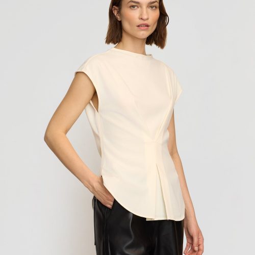 jacqueline semi sheer crepe blouse cream 1