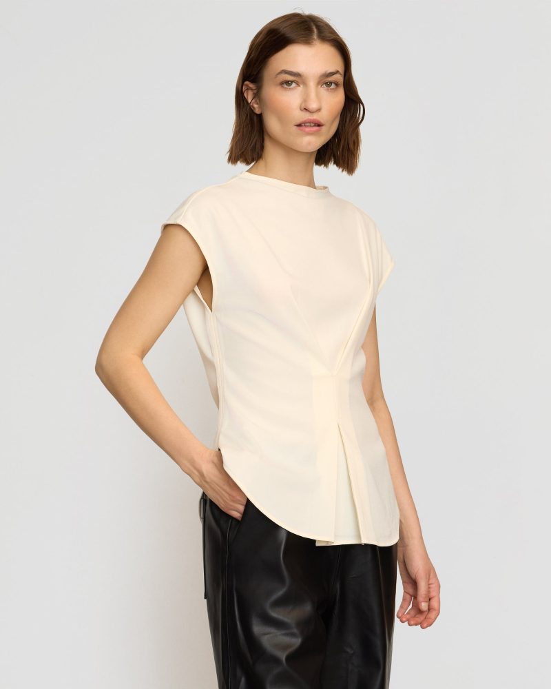 jacqueline semi sheer crepe blouse cream 1