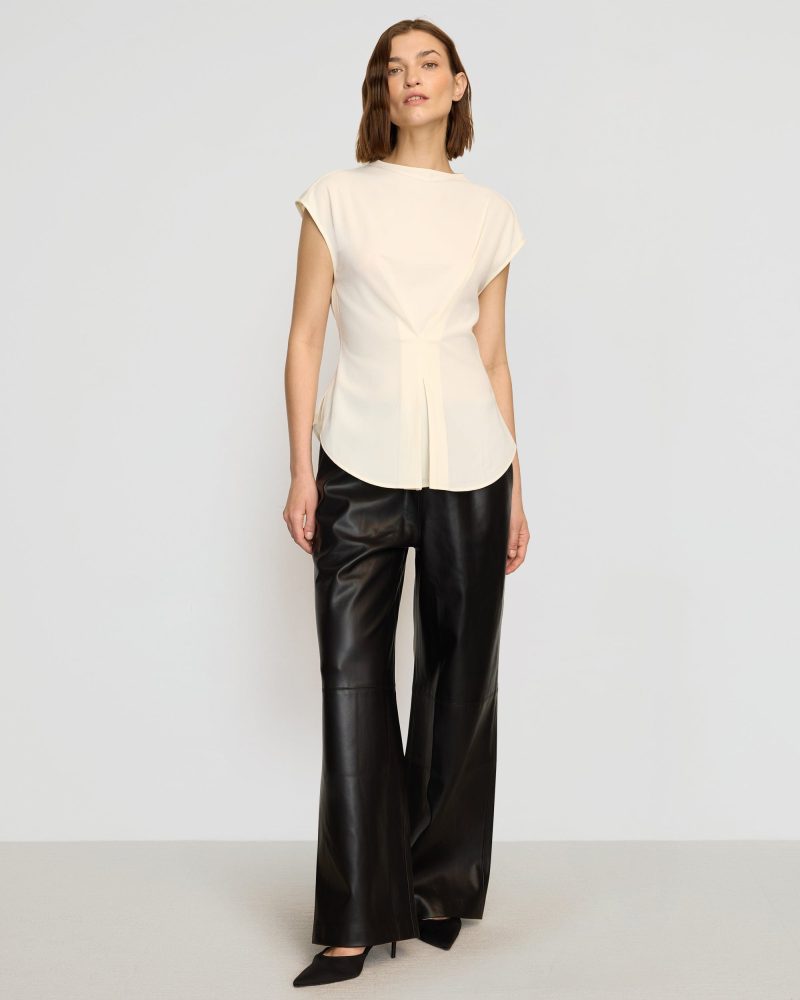 jacqueline semi sheer crepe blouse cream 2