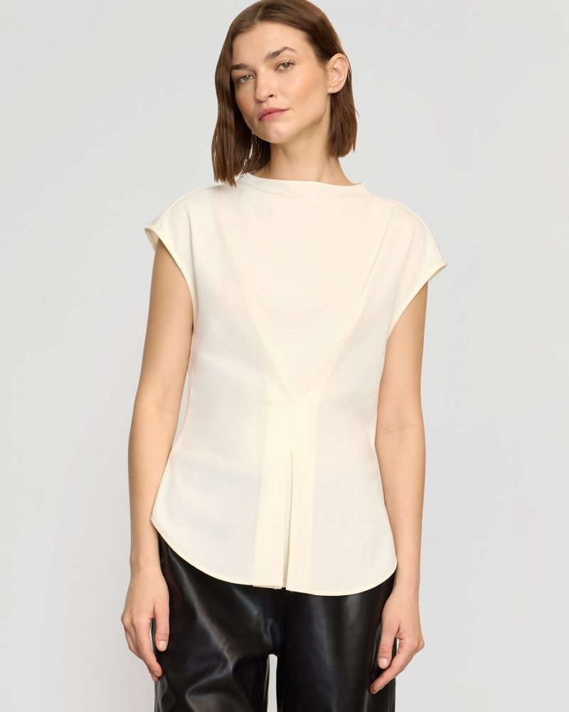 jacqueline semi sheer crepe blouse cream 3