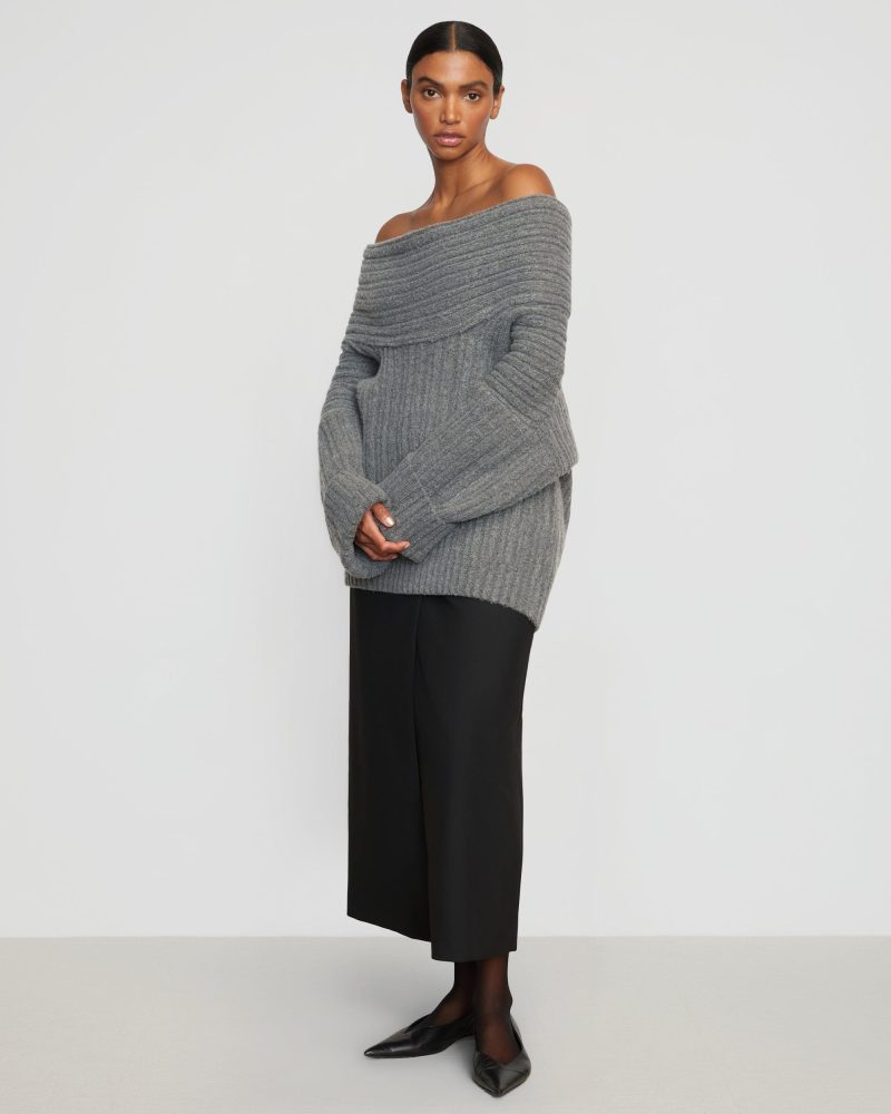 jamie chunky asymmetric neck sweater heather grey 1 fcfe7189 1f2c 4aaf bcb3 2d75b8562958