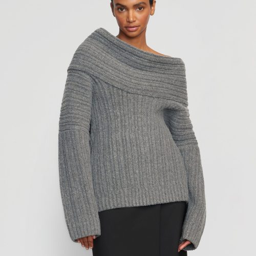 jamie chunky asymmetric neck sweater heather grey 3 ffb3edda 45fe 41c2 a5f2 95751f8eccf6