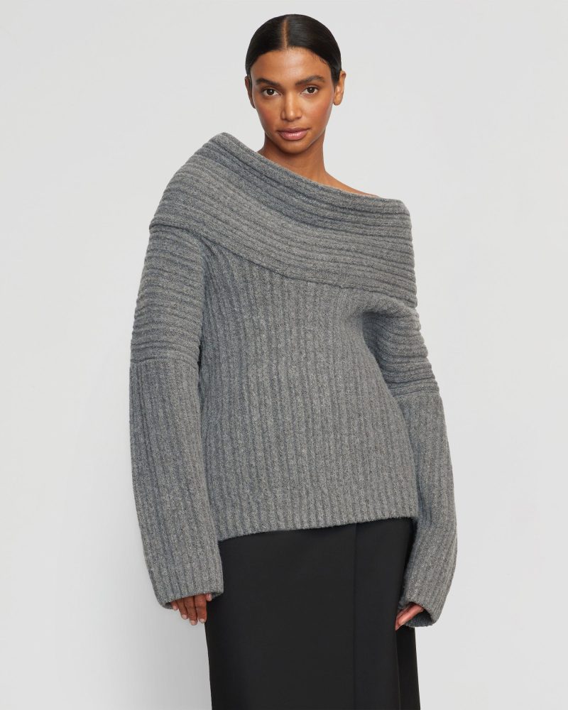 jamie chunky asymmetric neck sweater heather grey 3 ffb3edda 45fe 41c2 a5f2 95751f8eccf6