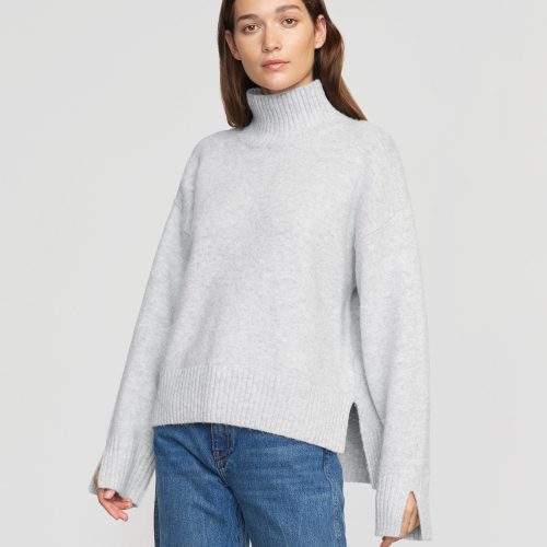 karlie oversized turtleneck sweater heather grey 1