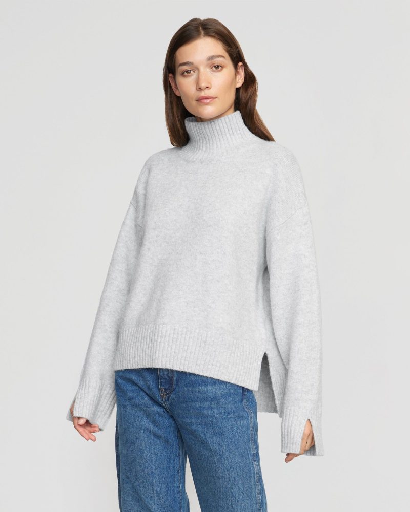 karlie oversized turtleneck sweater heather grey 1