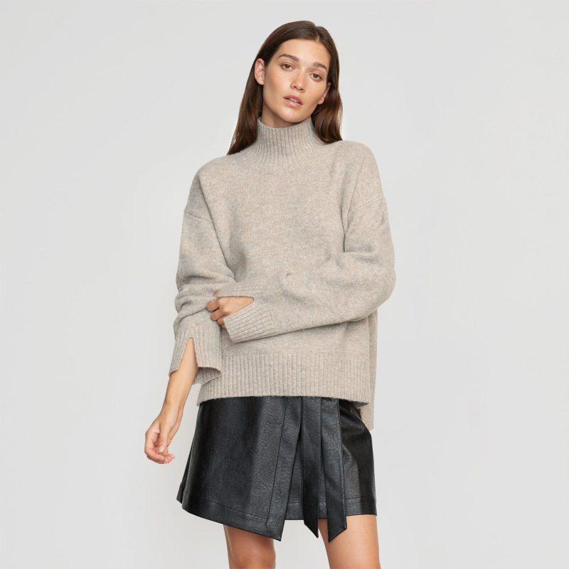 karlie oversized turtleneck sweater oatmeal 0