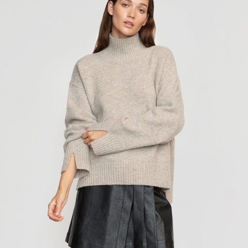 karlie oversized turtleneck sweater oatmeal 1