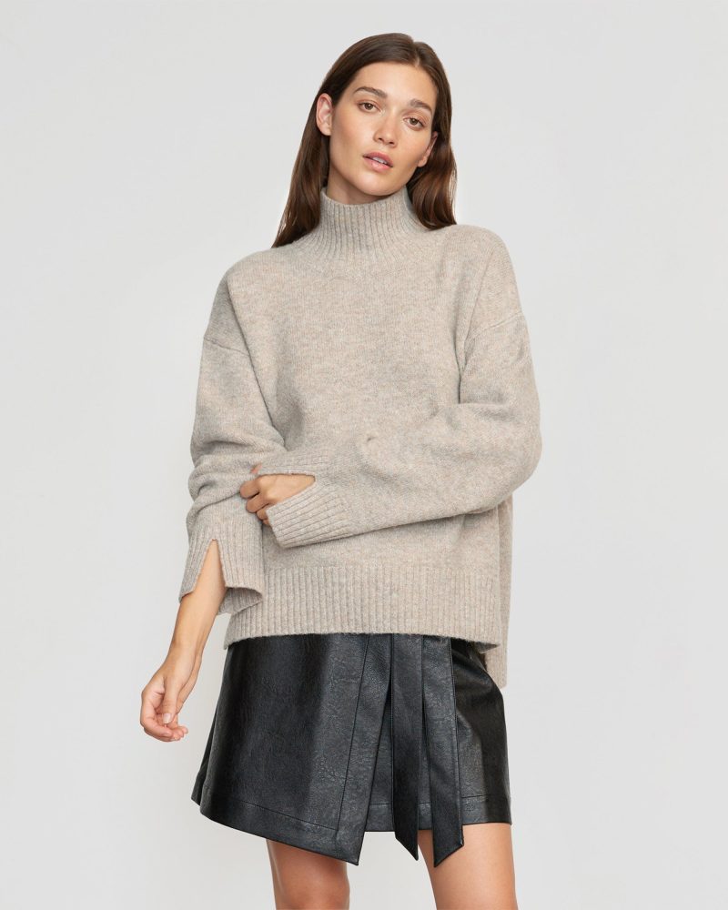 karlie oversized turtleneck sweater oatmeal 1