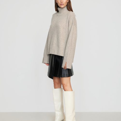 karlie oversized turtleneck sweater oatmeal 2