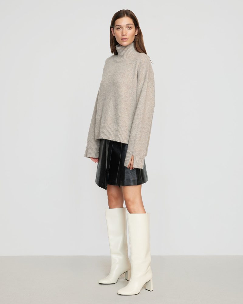 karlie oversized turtleneck sweater oatmeal 2