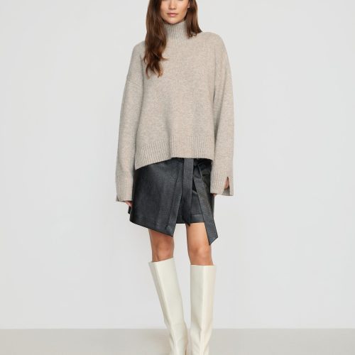 karlie oversized turtleneck sweater oatmeal 3