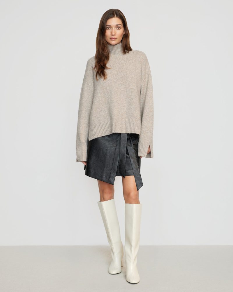 karlie oversized turtleneck sweater oatmeal 3